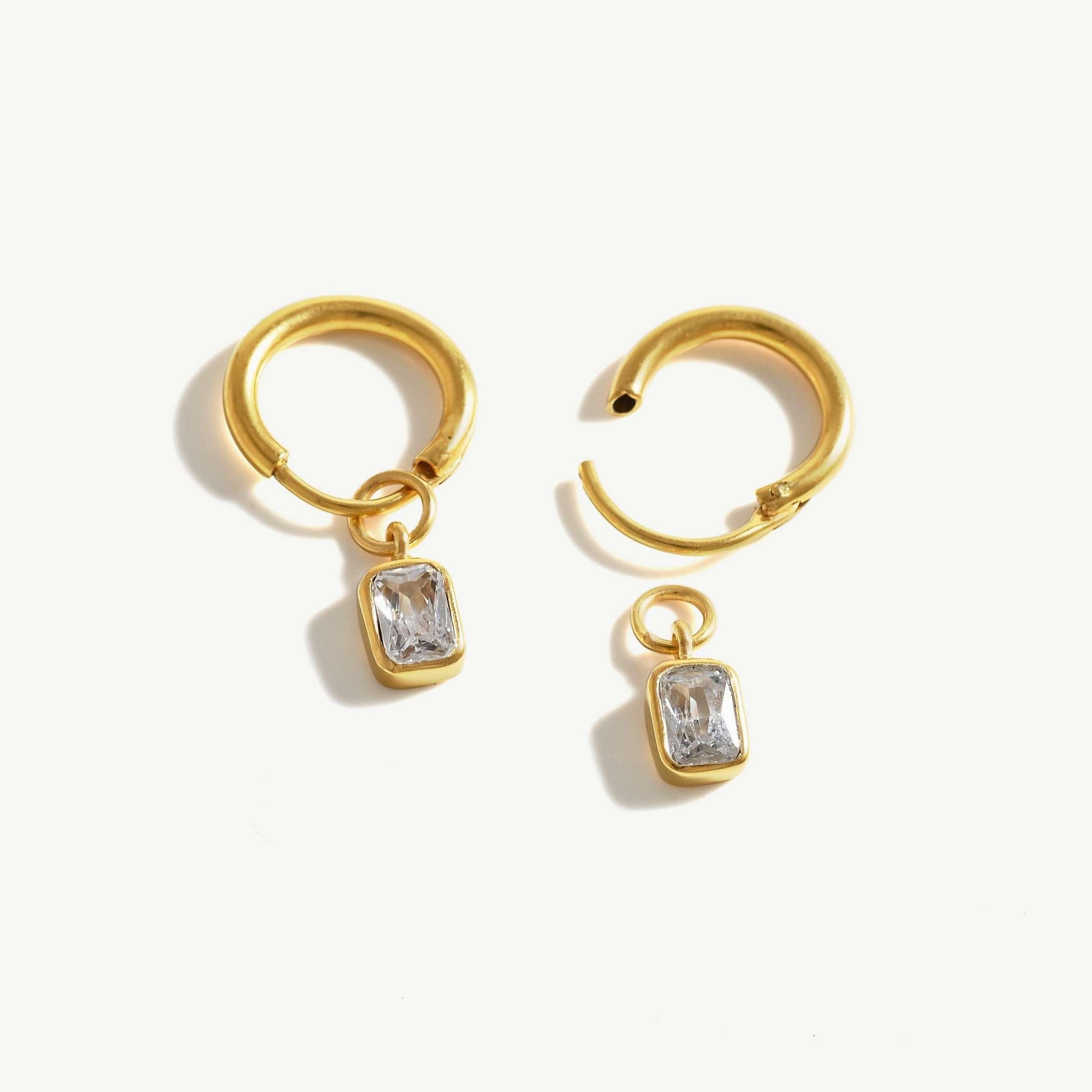 Emerald Cut Charm Earrings